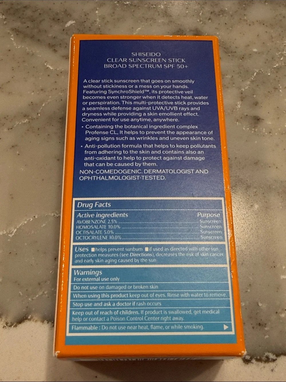 Shiseido Clear Sunscreen Stick SPF 50+ – Blue & Orange Packaging